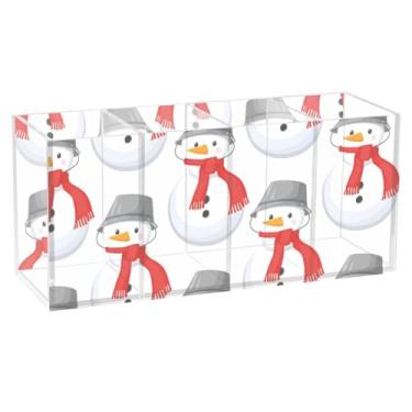 Imagem de Burbuja Porta-canetas de acrílico Snowmen com 4 compartimentos, suporte de lápis transparente para pincéis de maquiagem, acessórios de mesa de escritório em casa