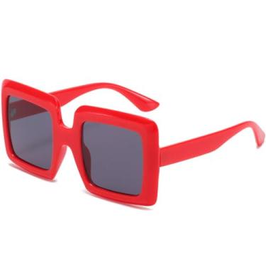 Imagem de Óculos de Sol Feminino Oversized com Lentes Degradê e Proteção UV400 para Homens e Mulheres, Ideais para Esportes ao Ar Livre, Corrida e Ciclismo, nas Cores Vermelho e Cinza.