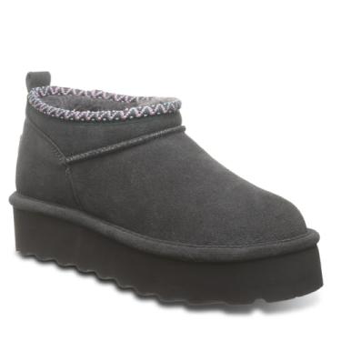 Imagem de BEARPAW Bota feminina retrô Super Shorty Deco | Bota feminina no tornozelo | Bota feminina sem cadarço | Bota de inverno confortável | Várias cores e tamanhos, Grafite, 36