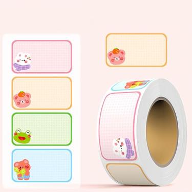 Imagem de Rolo de adesivo infantil com nome - Pacote com 280 etiquetas autoadesivas com tema animal à prova d'água para material escolar e creche (C358)