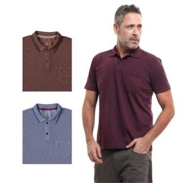 Imagem de Kit 3 Camisa Polo Masculina Pique Premium com Bolso Casual-Masculino