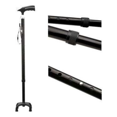 Imagem de Bengala com 4 pontas preta base opcional - pro21 - PROCIRURGICA