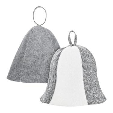 Imagem de FashionCha 2 unidades de touca de sauna cinza, ideal para evitar superaquecimento, confortável e feita de feltro para banho, perfeita para homens e mulheres.