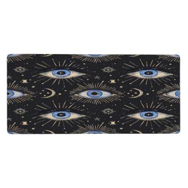 Imagem de Mouse pad grande olho de demônio lua preta impermeável computador estendido tapete protetor de mesa tapete antiderrapante base de borracha para escritório, computador, teclado, laptop e mesa de casa