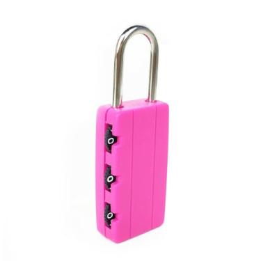 Imagem de Dioche Mini Cadeado Combinado Com Senha de 3 Dígitos Fechadura de Bagagem de Aço Inoxidável Durável de Alta Segurança para Bolsas de Viagem Malas de Ginástica Armários Material ABS (Rosa vermelha)
