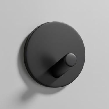 Imagem de Gancho Cabide de Parede Adesivo, Redondo, Inox Preto Fosco, 4,5 cm, Produtos Práticos, Sem Necessidade de Perfuração, Suporta até 5 kg