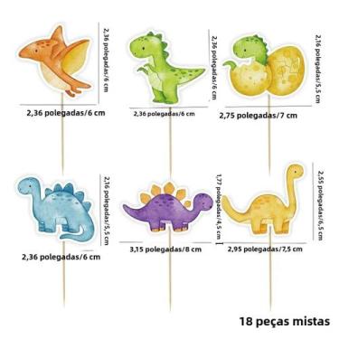Imagem de Conjunto De Topper De Cupcake Temático De Dinossauro Para Festa De Ani