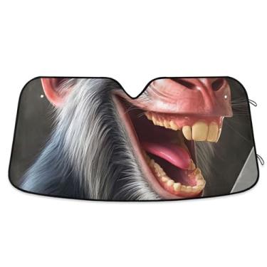 Imagem de Para-sol de carro macaco engraçado personalizado para para-brisa impressão dobrável retrátil protetor solar automotivo M, 139,7 cm x 70,1 cm