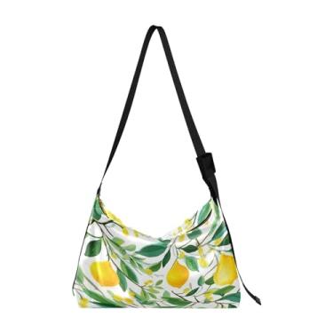 Imagem de Lemons in Watercolor Tree Bolsa tiracolo vegana, bolsa de couro sintético, bolsas de ombro masculinas, Limões em aquarela - 1, One Size