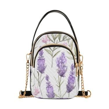 Imagem de GAIGEO Bolsa tiracolo feminina de basquete com fogo e água, bolsa tiracolo casual com corrente dourada, Lavanda-2, One Size