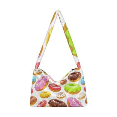 Imagem de Bolsas de ombro de galinha, sacola, bolsa de ombro feminina, Rosquinhas vitrificadas coloridas, One Size