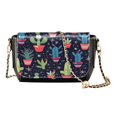 Imagem de GAIGEO Bolsa de ombro de campo de girassol com bolso, bolsas femininas de couro, bolsa de ombro de couro sintético para mulheres, Lindo cacto de Natal - 4, One Size