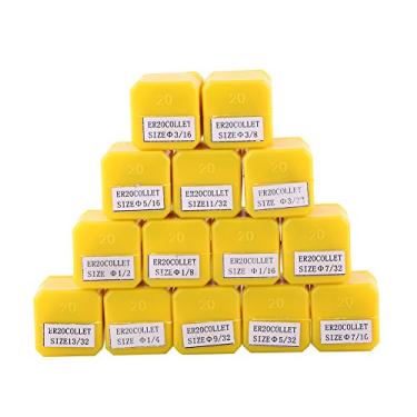 Imagem de Hyuduo Conjunto de Pinças de Mola ER20 de Desempenho Estável, 14 Unidades de 1/16-1/2 Polegada para Ferramenta de Torno de Fresagem de Máquina de Gravação CNC, Conveniente e Portátil Com Recipiente