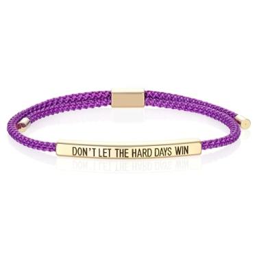 Imagem de KHKINDPRO Pulseira Dont Let The Hard Days Win para mulheres e homens, feita à mão, trançada, ajustável, de aço inoxidável para minha filha/melhor amigo, presentes inspiradores joias femininas