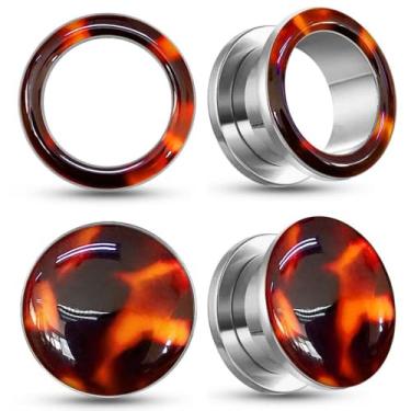 Imagem de Casvort 4 peças hipoalergênicas 316 aço inoxidável cirúrgico prata clássico calibre 5/8 aconchegante parafuso atrás orelha túneis 16 mm piercing corporal alongamento joia para mulheres e homens