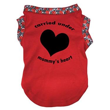 Imagem de Petitebella Camiseta vermelha para cachorro com roupas de cachorro Carried Under Mommy's Heart (GG, vermelha)