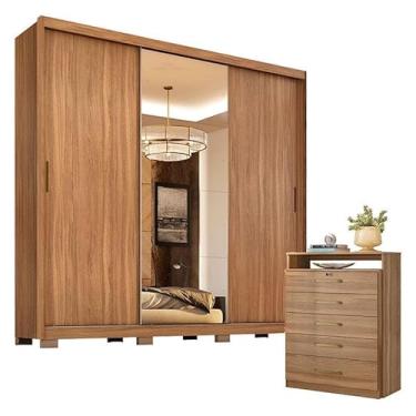 Imagem de Cômoda Triunfo e Guarda Roupa Casal Dalila 32415PE Amendola Off White Flex com PÃ:copyright:s - Demóbile