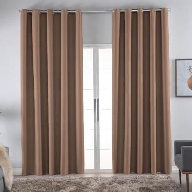 Imagem de Cortina Blackout Total para Sala e Quarto com Ilhós Cromado - Tecido Bloqueador de Luz 100%, Privacidade Absoluta, Isolamento Térmico e Acústico(Avelã,2,80 X 1,80)