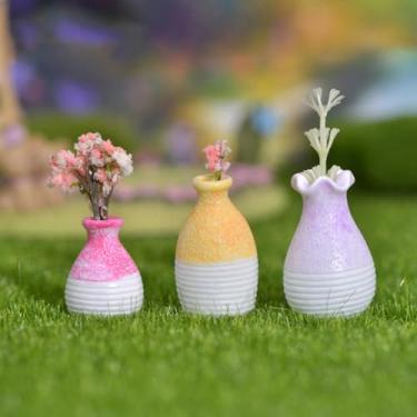Imagem de 9 peças de mini bud vasos, minúsculos vasos de flores de resina para plantas, decoração de micro paisagem, decoração de mesa para casa, presente para amantes de plantas