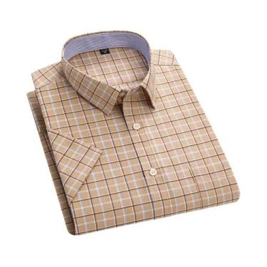 Imagem de Camisa Oxford De Algodão Masculina De Verão 6XL-7XL Manga Curta Clássi