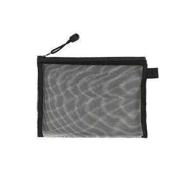 Imagem de Pacote com 5 sacos de armazenamento de malha transparente bolsa cosmética portátil com zíper bolsa organizadora de higiene para acessórios de viagem preto 13 x 10 cm LCC2456-01