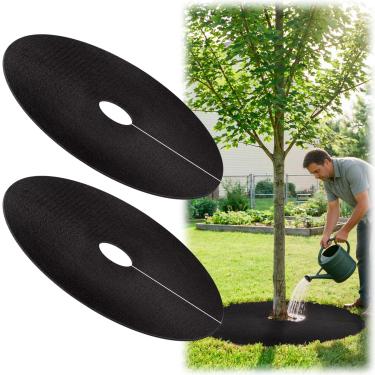 Imagem de UCandy Anel de cobertura de árvore não tecido de 82,5 cm, tapete de barreira de ervas daninhas, cobertura de árvore degradável usada para inibir o crescimento de ervas daninhas e a proteção da raiz da