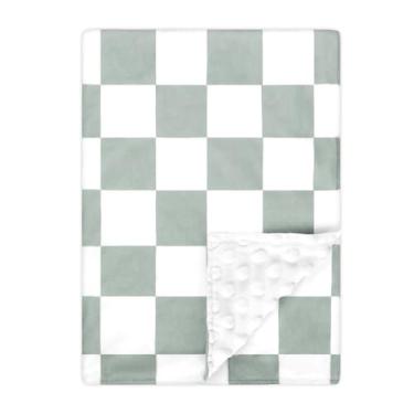 Imagem de DILIMI Cobertor de bebê, macio e quente para recém-nascido, cobertor de bolinhas de pelúcia para meninas e meninos, unissex (127 × 152 cm), xadrez verde