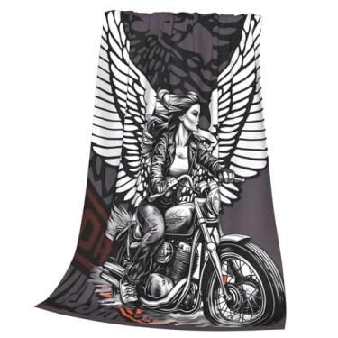 Imagem de Cobertor feminino andando de motocicleta, presentes para amantes de motocicletas, sofá-cama, sofá, macio, leve, aconchegante, flanela, cobertor de cama de lã de microfibra peludo, decoração de camas