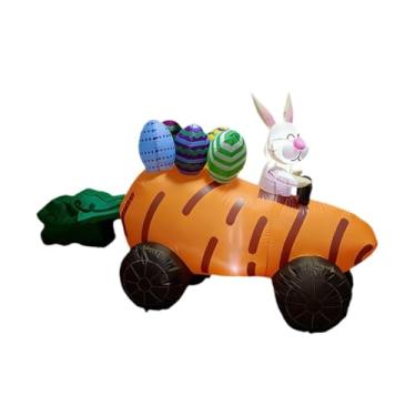 Imagem de oshhni Carro inflável de cenoura para decoração de Páscoa, à prova de intempéries, com luzes LED, de Páscoa de 1,80 m de altura, brinquedo inflável