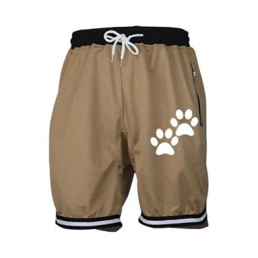 Imagem de Bermuda De Basquete Masculina Respirável Com Cintura Elástica E Bolso 