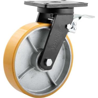 Imagem de Rodizio Giratório com Freio 8'' Pu+Ferro Industrial Vonder