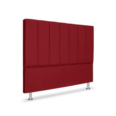 Imagem de Cabeceira Estofada Cama Box Casal 140 Cm Carla Premium - Veludo Vermelho