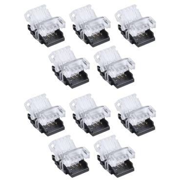 Imagem de Conector de tira rápida para fio sem solda, conector de fita de LED de 4 pinos de 10 mm para fonte de alimentação, controlador de LED, hub doméstico inteligente CA