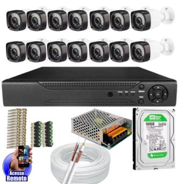 Imagem de Kit Cftv 14 Câmeras Segurança Infravermelho 20 Metros Dvr Multi Hd 16c