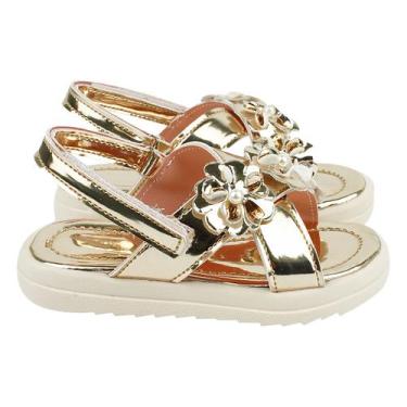 Imagem de Sandália Feminina Infantil leve e confortável, moda Verão com Flores -