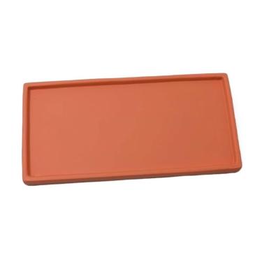Imagem de Pires de plantas Bandeja coletora retangular simples para paletes, pires de cerâmica para vasos plantas para ambientes internos e externos(Orange,Grande)