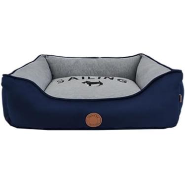 Imagem de Cama grande 71x56 com ziper para cachorro de grande porte cachorros cães e gatos(Moletom marinho)