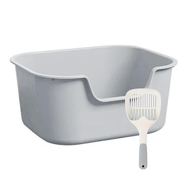 Imagem de Stgfyxgs Banheiro Aberto para Animais de Estimação, Caixa de Areia para Gatos, Bandeja Higiênica, Recipiente Portátil, Grande Capacidade, Tipo Penico, Caixa de, CINZENTO