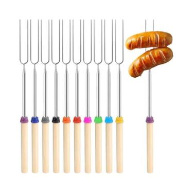 Imagem de Espetos De Aço Inoxidável Extensíveis Para Churrasco 5 6 10 Peças Para