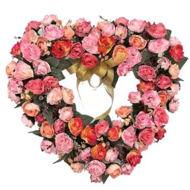 Imagem de Guirlanda de Dia dos Namorados para porta da frente, grinaldas florais artificiais para decoração romântica de férias em ambientes internos e externos (VFlower4)