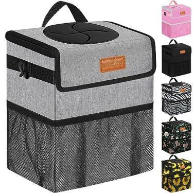 Imagem de ELONGRIVER Caixote do lixo para carro à prova de vazamento no banco traseiro, lindo saco de lixo de carro pendurado, lata de lixo de veículo para van de caminhão SUV, latas de lixo automotivas banco