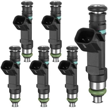 Imagem de HYR 4861667AA Conjunto de 6 injetores de combustível com 4 furos para Jeep Volkswagen Dodge Chrysler V6 3.3L 3.8L 2007-2011 Wrangler, 2009-2010 Routan, 2008-2010 Grand Caravan, 2008-2010 Town