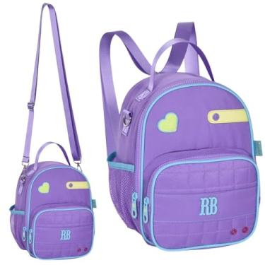 Imagem de Rebecca Bonbon Lancheira Térmica Infantil com Forro Térmico, 2 em 1 Mochila e Bolsa Transversal, Material Reforçado, P/Escola Viagem Passeio, Meninas (Roxo)