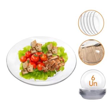 Imagem de Jogo de 12 Pratos de Fundo de Vidro Resistente - Ideal para Almoço, Jantar, Restaurantes e Bares, Utensílios Domésticos e Comerciais (6 UNIDADES)