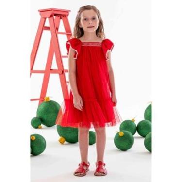 Imagem de Vestido Curto Infantil Festa Tule Vermelho Mon Sucré-Feminino