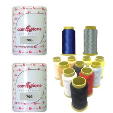 Imagem de Kit 2 Entretela 70g Campione + 12 Linhas De Bordado 1000m, 70g / lumin