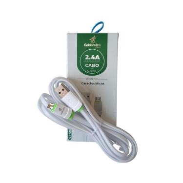 Imagem de Cabo GoldenUltra 2m Micro-USB V8 Branco 2.4A
