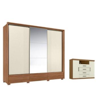 Imagem de Guarda Roupa +1cômoda Qc509 Jatoba/areia - Santos Andirá