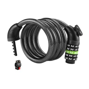 Imagem de KiBcsLic Cadeado de cabo com senha de 5 dígitos para motocicletas e bicicletas de montanha, Preto