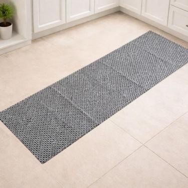 Imagem de Passadeira de Cozinha Tapete Pia Jacquard Antiderrapante COR:POÁ PRETO